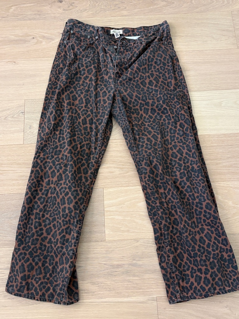 Madewell Leopard-Print Low Slung Baggy Jeans